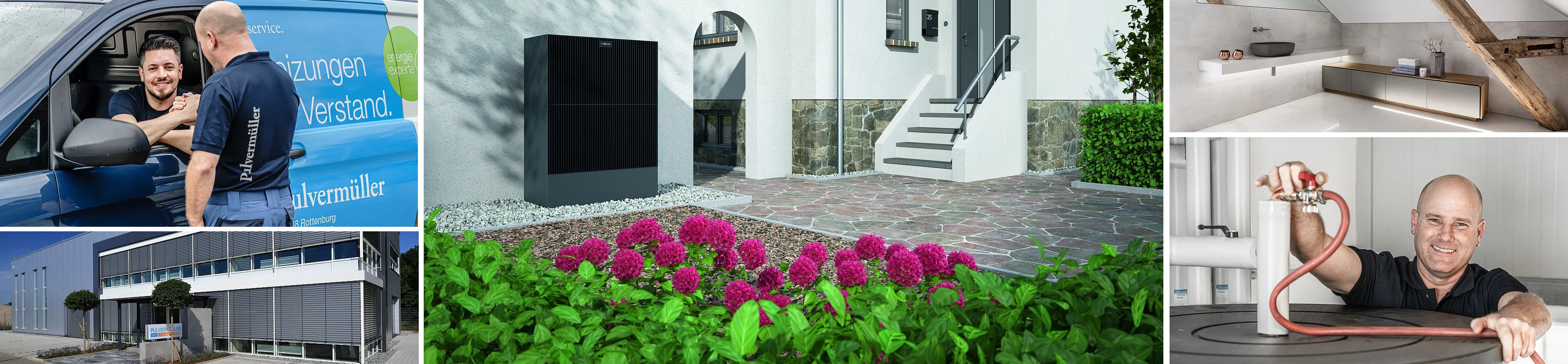 Wärmepumpe von Vissmann vor Haus.